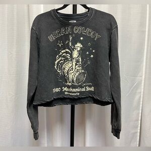 Country Deep Urban Cowboy 1980's mechanical bull rodeo long sleeve crop| medium
